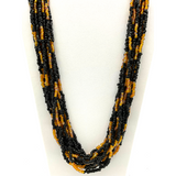 27" Black and Golden Glass Bead Necklace (Dozen)