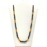 27" Black and Golden Glass Bead Necklace (Dozen)