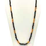27" Black and Golden Glass Bead Necklace (Dozen)