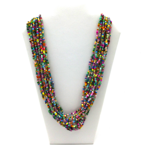 27" Multi Color Glass Bead Necklace (Dozen)