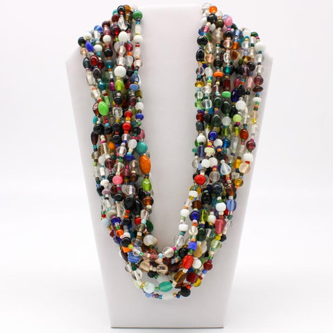 27" Multi Color Glass Bead Necklace (Dozen)