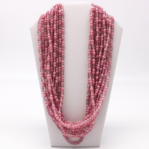 27" Pink Glass Bead Necklace (Dozen)