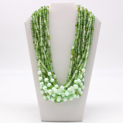 27" Light Green Glass Bead Necklace (Dozen)