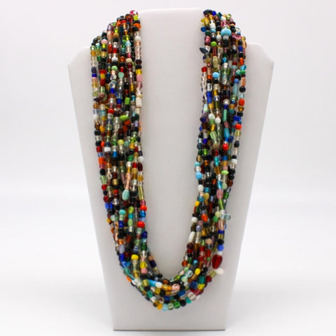 27" Multi Color Glass Bead Necklace (Dozen)