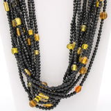 27" Black Glass Bead Necklace with Yellow Bead Inserts (Dozen)