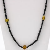 27" Black Glass Bead Necklace with Yellow Bead Inserts (Dozen)