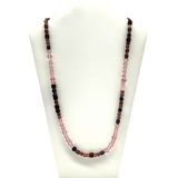 27" Rose and Purple Glass Bead Necklace (Dozen)