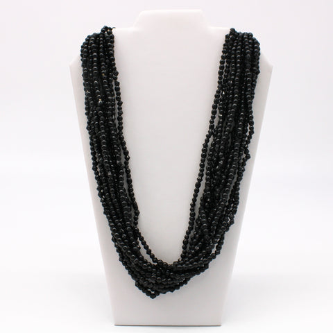 27" Black Glass Bead Necklace (Dozen)