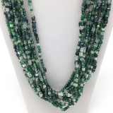 27" Clear and Green Glass Bead Necklace (Dozen)