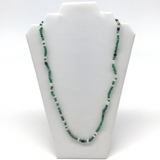 27" Clear and Green Glass Bead Necklace (Dozen)