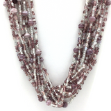 27" Clear and Lilac Glass Bead Necklace (Dozen)