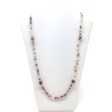 27" Clear and Lilac Glass Bead Necklace (Dozen)