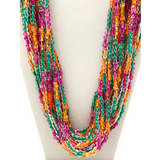 27" Pastel Pink and Green and Orange Glass Bead Necklace (Dozen)