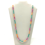 27" Pastel Pink and Green and Orange Glass Bead Necklace (Dozen)