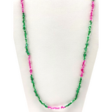 27" Pink and Green Glass Bead Necklace (Dozen)