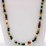 27" Brown, Yellow, Clear and Green Glass Bead Necklace (Dozen)