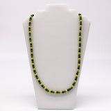 27" Purple and Green and Gold Glass Bead Necklace (Dozen)