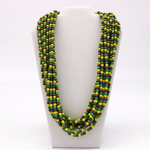 27" Purple and Green and Gold Glass Bead Necklace (Dozen)