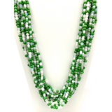 27" White and Green Glass Bead Necklace (Dozen)