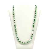 27" White and Green Glass Bead Necklace (Dozen)