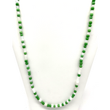 27" White and Green Glass Bead Necklace (Dozen)