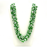 27" White and Green Glass Bead Necklace (Dozen)