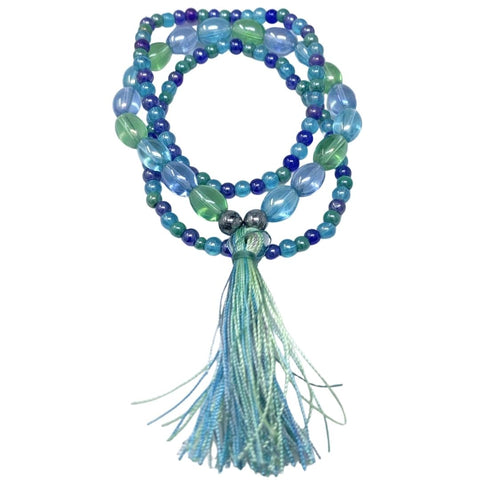7" Blue and Green Glass Bead Bracelet (Dozen)