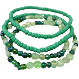7" Light Green Glass Bead Bracelet (Dozen)