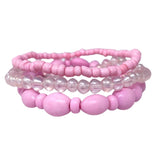 7" Lavender and Light Pink Glass Bead Bracelet (Dozen)