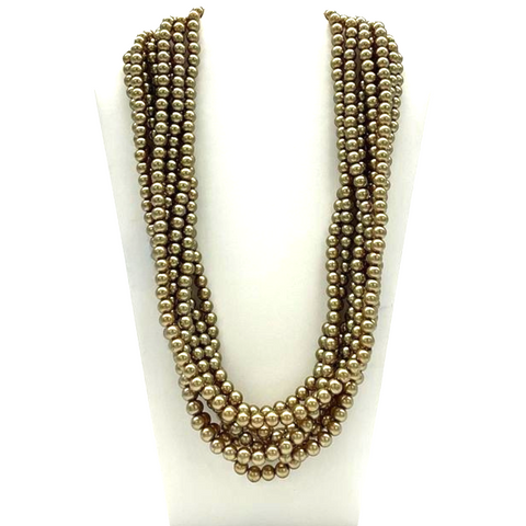 27" Golden Pearl 8mm Glass Bead Necklace (Dozen)