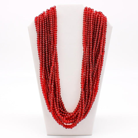 27" Red 8mm Glass Bead Necklace (Dozen)