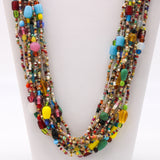 27" Multi Color Small and Large Glass Bead Necklace (Dozen)
