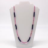 27" Blue and Mauve Glass Bead Necklace (Dozen)