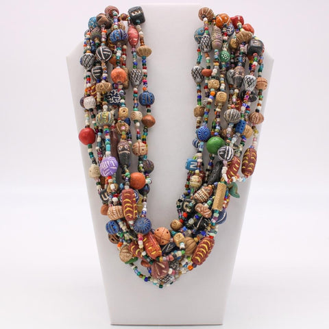 27" Clay and Glass Multi Color Glass Bead Necklace (Dozen)