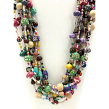 27" Assorted Glass, Clay and Wooden Beads Necklace (Dozen)