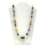 27" Assorted Glass, Clay and Wooden Beads Necklace (Dozen)