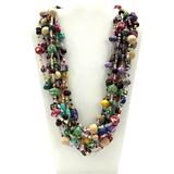 27" Assorted Glass, Clay and Wooden Beads Necklace (Dozen)