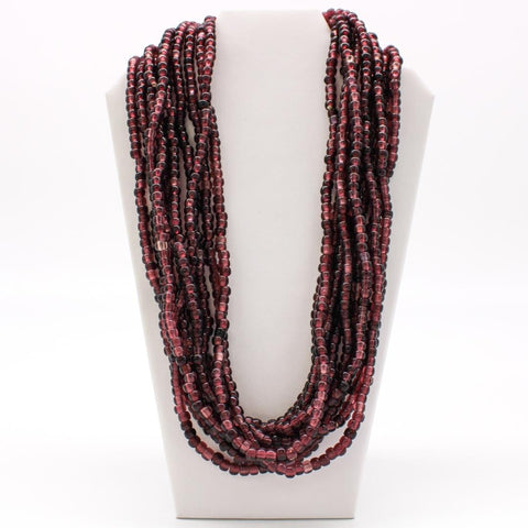 27" Purple Round Glass Bead Necklace (Dozen)