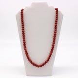27" Red with Specks Glass Bead Necklace (Dozen)