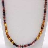 27" Amber and Purple Glass Bead Necklace (Dozen)