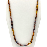 27" Amber and Purple Glass Bead Necklace (Dozen)