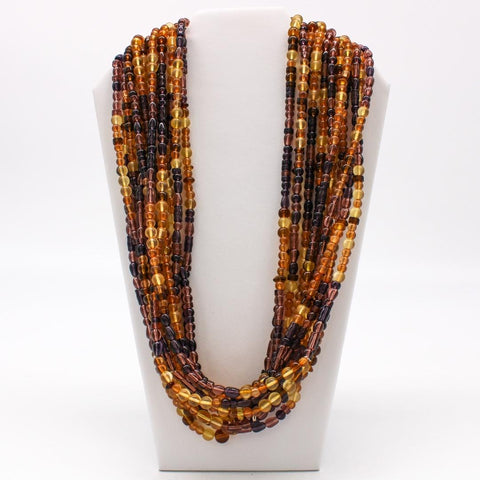 27" Amber and Purple Glass Bead Necklace (Dozen)
