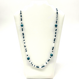 27" Turquoise White Glass Beads Necklace (Dozen)