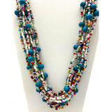 27" Multi Glass & Bone Beads Necklace (Dozen)
