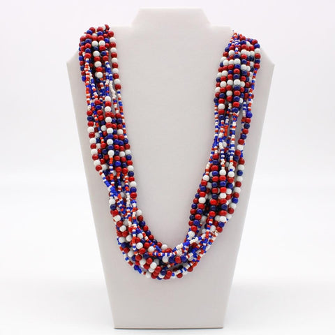 27" Multi Color Glass Bead Necklace (Dozen)