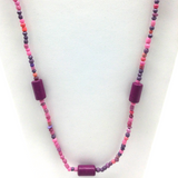 27" Dk. Pink Glass Beads Necklace (Dozen)