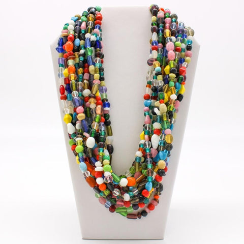 27" Multi Color Glass Bead Necklace (Dozen)
