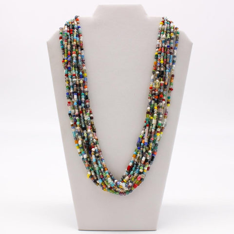 27" Multi Color Glass Bead Necklace (Dozen)