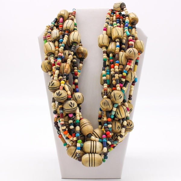 27 Multi Horn & Bone Beads Necklace (Dozen) – Mardi Gras Spot