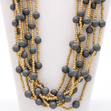 36" Black & Gold Bead Necklace (Dozen)
